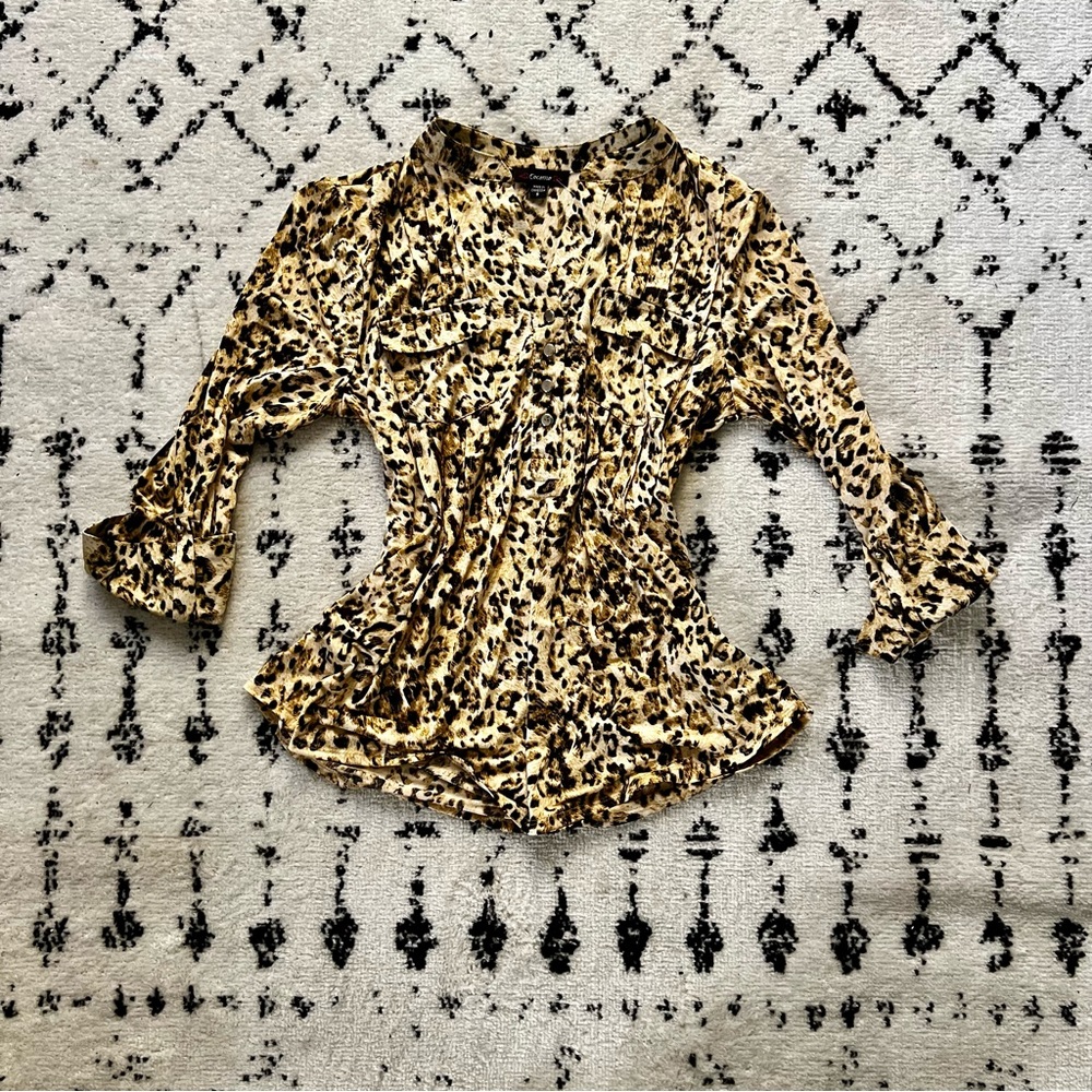Cocomo rockstar style leopard print blouse S NWT